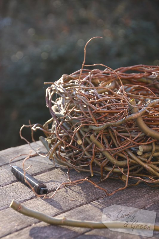 Vom Gartenschnitt zur Frühjahrsdeko - Nest aus Weide