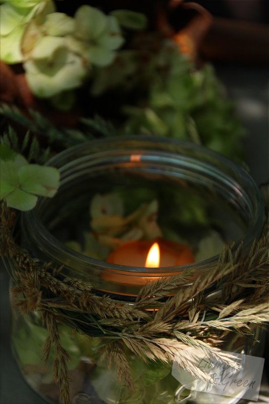 Candle-Light-Garden - Windlicht mit Graskranz