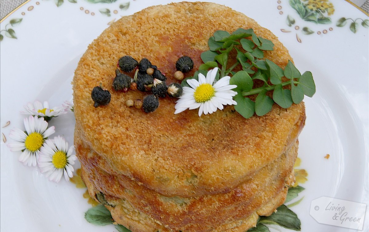 Kartoffelpudding mit Bachkresse & Gänseblümchenkapern - Kartoffelpudding mit Bachkresse